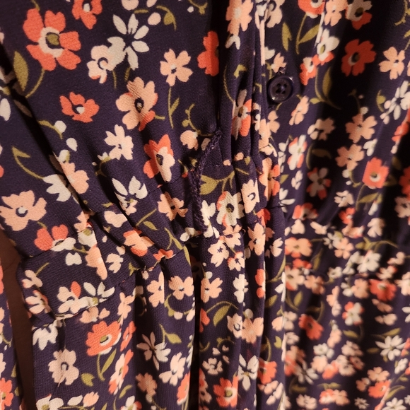 MICHAEL Michael Kors Long Sleeve Floral Dress - Navy and Pink Size XL - Picture 5 of 8